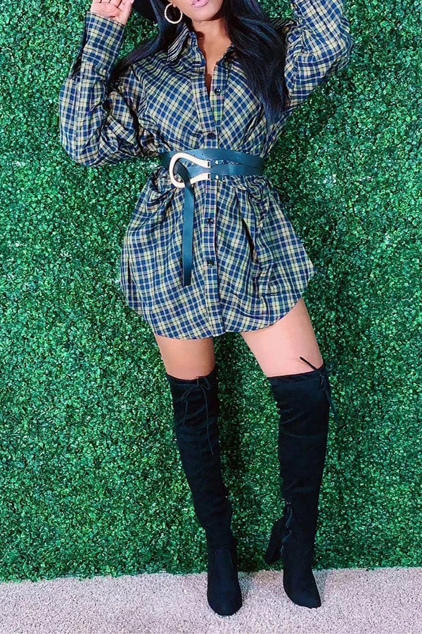 Plaid Cool Belted Shirt Mini Dress 4 Plaid Cool Belted Shirt Mini Dress - Image 4
