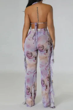 Rose Print Beachy Ruffle Three Pieces -Prettytina C23022488 RT 5