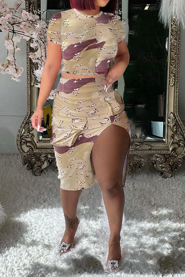 Camouflage Casual Pocket High Split Dress Suit 5 Camouflage Casual Pocket High Split Dress Suit - Image 5