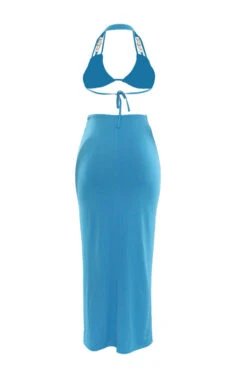 Chain Decor Flattering Cross Halter Dress Suit -Prettytina C23030162 BL 6