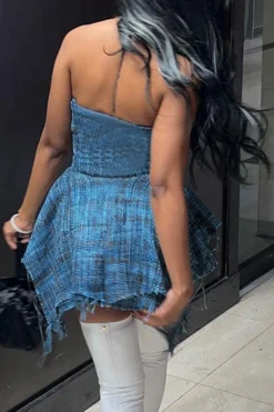 Plaid Girly Layered Irregular Mini Dress -Prettytina C23030163 BL 6