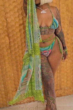 Banknote Print Beachy Strappy Three Pieces 9 Banknote Print Beachy Strappy Three Pieces -Prettytina C23030180 GR 4