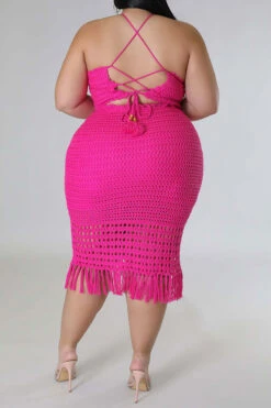 Solid Color Feminine Tassel Hem Knitted Dress Suit -Prettytina C23030183 RR 4