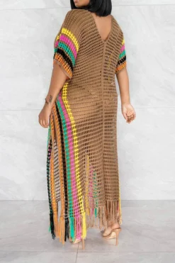 Color Block Crochet Beachy Side Split Tassel Hem Beachwear -Prettytina C23030746 BR 3 bce5778b 624f 45e4 a265 cd2815310a28