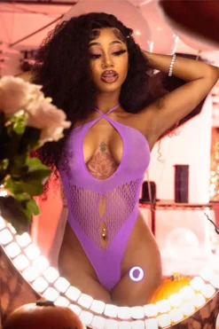 Solid Color Flirty Hollow-Out Knitted One Piece Swimwear -Prettytina C23031016 PU 4