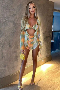 Tie Dye Kitsch Draped Three Pieces -Prettytina C23031029 YE 1