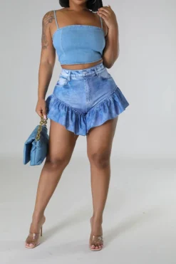 Solid Color Cute Ruffle Denim Shorts -Prettytina C23031053 BL 3 7d757b75 09ce 491a 955f c3d84b25fdd6