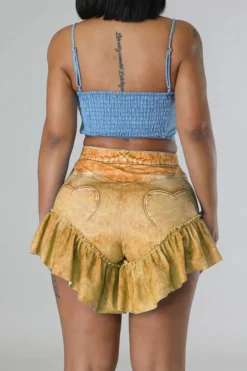 Solid Color Cute Ruffle Denim Shorts -Prettytina C23031053 YE 2 34b0941d a0e3 4b99 ad2e aad9161e7fed
