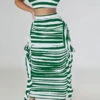 Striped Cute Tie Back Side Ruffle Dress Suit