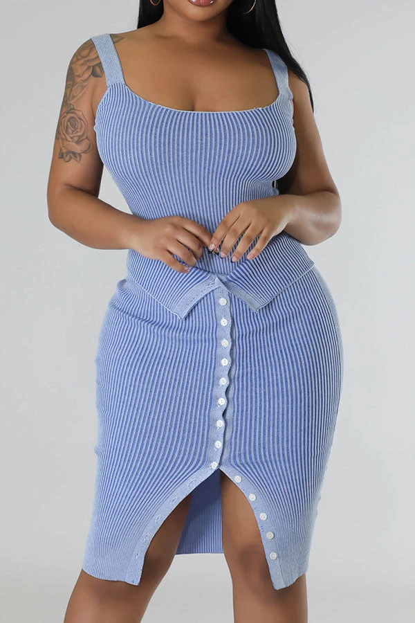 Ribbed Simple Button Design Dress Suit 10 Ribbed Simple Button Design Dress Suit - Image 10