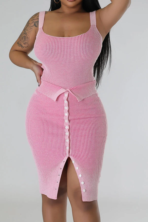 Ribbed Simple Button Design Dress Suit 2 Ribbed Simple Button Design Dress Suit - Image 2