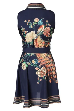 Floral Print Urban Belted Pleated Mini Dress -Prettytina C23031618 R2 5