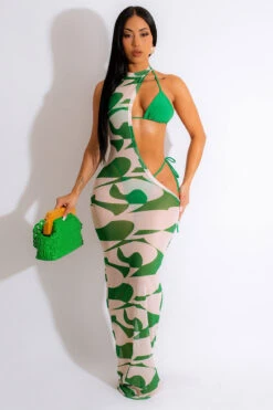 Abstract Print Striking Irregular Three Pieces