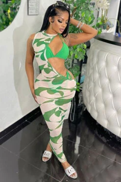 Abstract Print Striking Irregular Three Pieces 10 Abstract Print Striking Irregular Three Pieces -Prettytina C23031640 GR 5