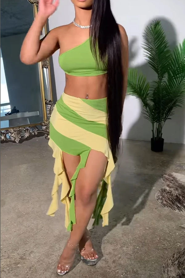 Color Block Flattering Strappy Ribbons Dress Suit 2 Color Block Flattering Strappy Ribbons Dress Suit - Image 2