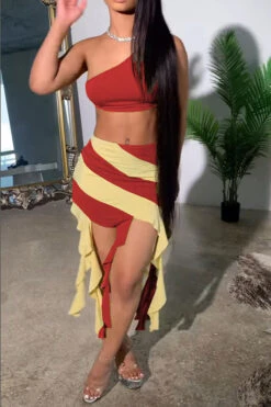 Color Block Flattering Strappy Ribbons Dress Suit 18 Color Block Flattering Strappy Ribbons Dress Suit -Prettytina C23031667 RE 3