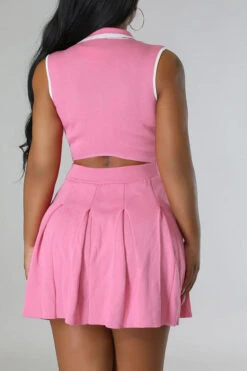 Solid Color Sporty Pleated Dress Suit -Prettytina C23031675 PI 2