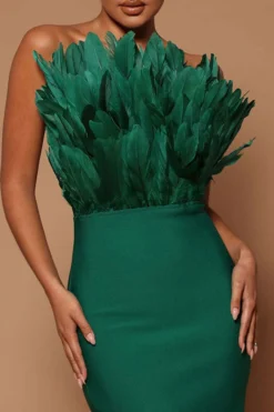 Feather Design Glamorous Bandeau Midi Dress -Prettytina C23031677 AG 2