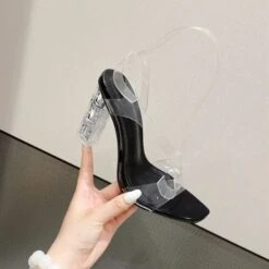 Transparent Strap Simple Square Toe Sandals -Prettytina C23031710 BK 1