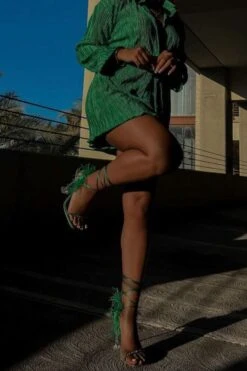 Rhinestone Strap Rocking Feather Trim Strappy Sandals 15 Rhinestone Strap Rocking Feather Trim Strappy Sandals -Prettytina C23031716 GR 3