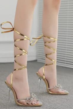 Rhinestone Bowknot On-trend Strappy Sandals 5 Rhinestone Bowknot On-trend Strappy Sandals -Prettytina C23031771 GO 1