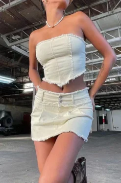 Solid Color Sweet Irregular Dress Suit -Prettytina C23032969 WH 3