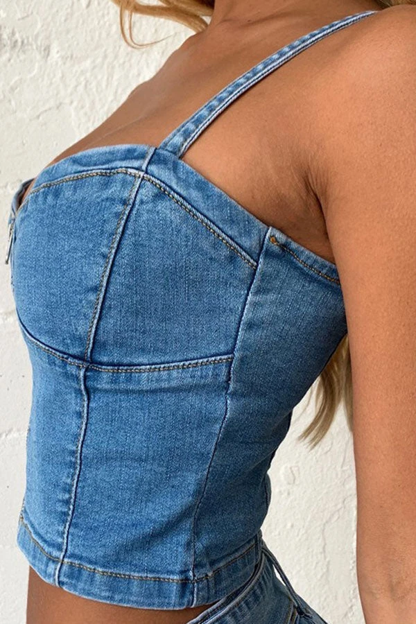 Solid Color Feminine Belted Denim Dress Suit 4 Solid Color Feminine Belted Denim Dress Suit - Image 4