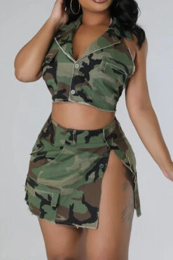 Camouflage Hot High Split Open Back Dress Suit 9 Camouflage Hot High Split Open Back Dress Suit -Prettytina C23040491 CF 4