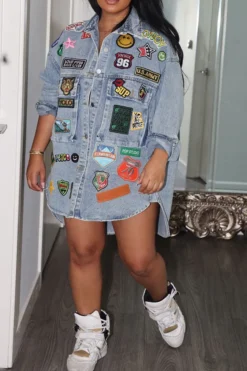 Cartoon Pattern Cute Button Thru Shirt -Prettytina C23041117 BL 4