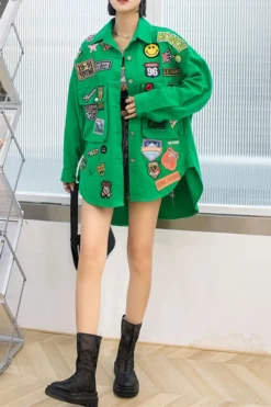 Cartoon Pattern Cute Button Thru Shirt -Prettytina C23041117 GR 1