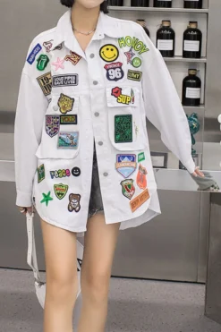 Cartoon Pattern Cute Button Thru Shirt -Prettytina C23041117 WH 2