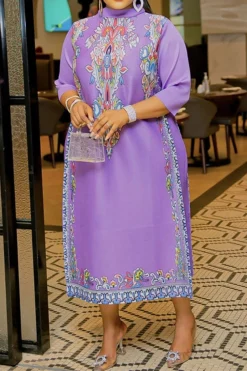 Tribal Print Patchwork Retro Midi Dress -Prettytina C23041908 PU 1