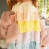Color Block Sequined Sweet Tiered Ruffle Mini Dress