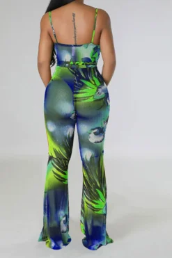 Floral Print Romantic Belted Bell Bottoms Jumpsuit -Prettytina C23041975 BL 4