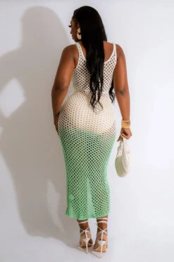 Gradient Modern Crochet Hollow-Out High Split Beachwear 15 Gradient Modern Crochet Hollow-Out High Split Beachwear -Prettytina C23041983 GR 2