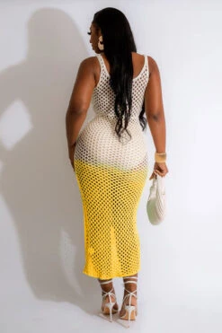 Gradient Modern Crochet Hollow-Out High Split Beachwear 19 Gradient Modern Crochet Hollow-Out High Split Beachwear -Prettytina C23041983 YE 2