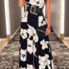 Floral Print Feminine Wide Leg Jumpsuit