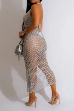 Hollow-Out Beachy High Split Backless Beachwear -Prettytina C23050499 AS 2