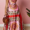 Tribal Print Bohemia Halter Collar Maxi Dress