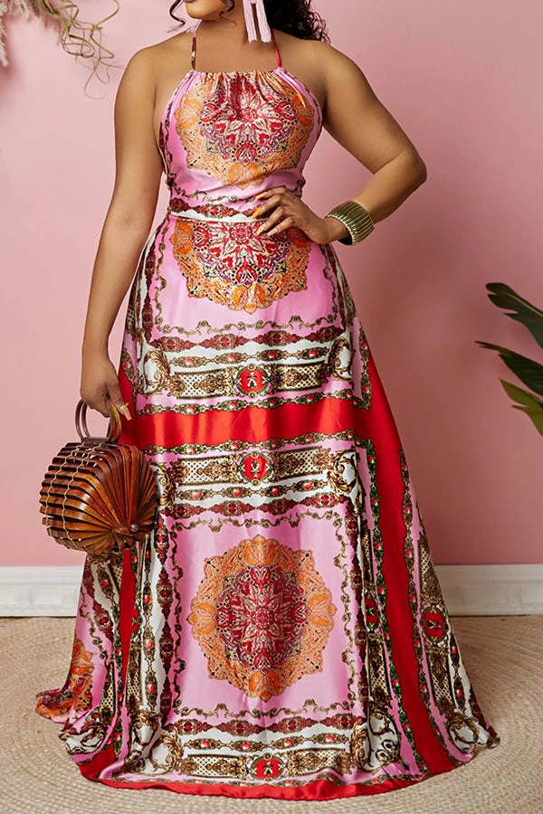 Tribal Print Bohemia Halter Collar Maxi Dress 2 Tribal Print Bohemia Halter Collar Maxi Dress - Image 2