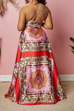Tribal Print Bohemia Halter Collar Maxi Dress 5 Tribal Print Bohemia Halter Collar Maxi Dress -Prettytina C23050841 RT 3