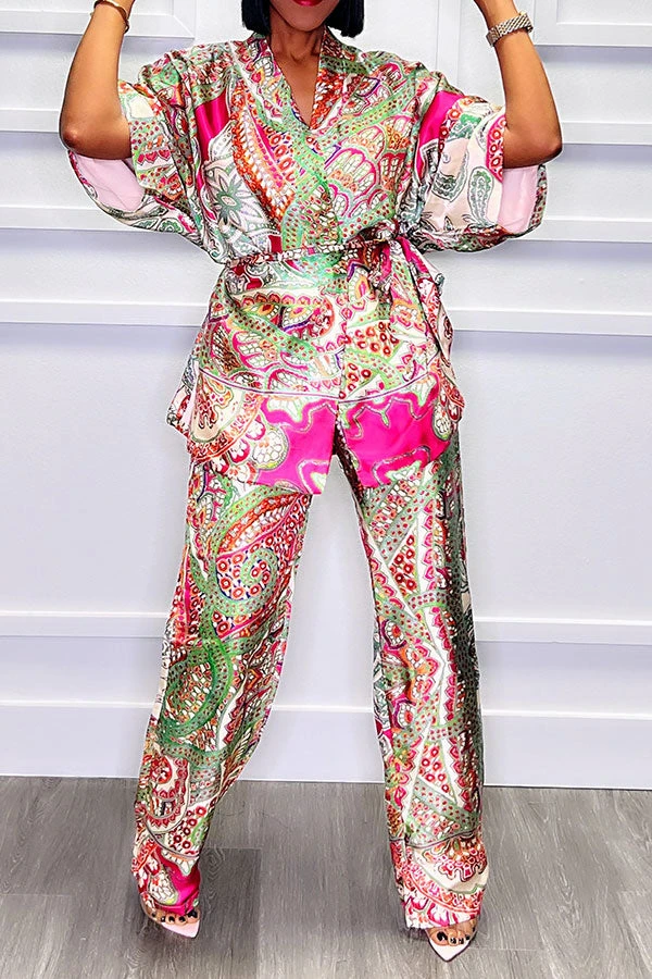 Paisley Print Relaxed Belted Pant Suit 1 Paisley Print Relaxed Belted Pant Suit