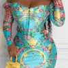 Floral Print Hot Off Shoulder Irregular Dress Suit