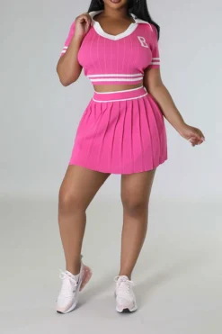 Patchwork Preppy Pleated Dress Suit -Prettytina C23050885 RR 2