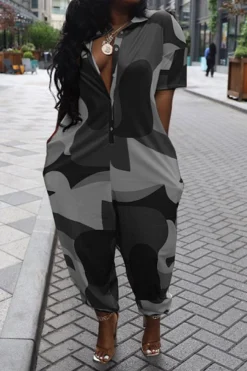 Abstract Print Stylish Pocket Jumpsuit 10 Abstract Print Stylish Pocket Jumpsuit -Prettytina C23051116 BK 1