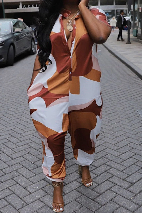 Abstract Print Stylish Pocket Jumpsuit 1 Abstract Print Stylish Pocket Jumpsuit