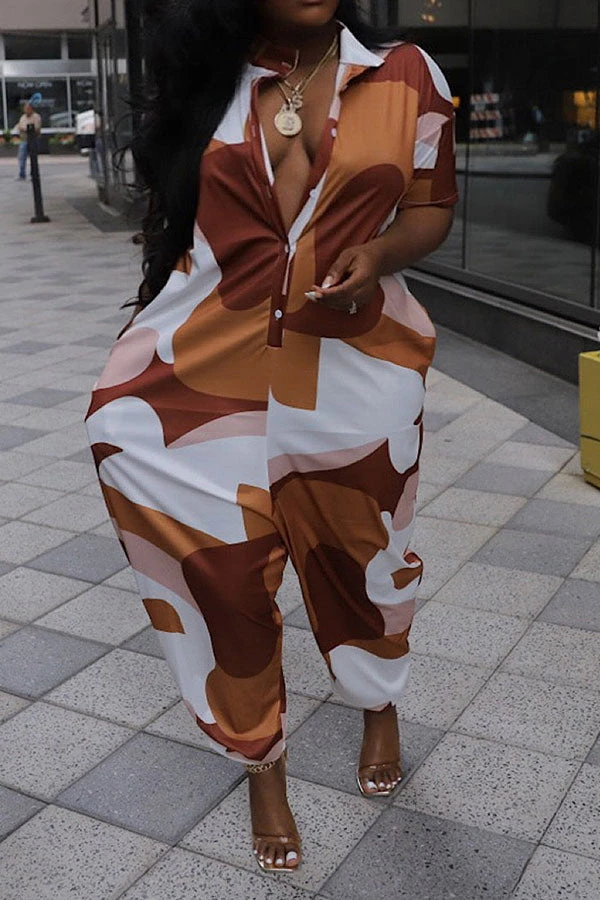 Abstract Print Stylish Pocket Jumpsuit 3 Abstract Print Stylish Pocket Jumpsuit - Image 3