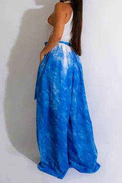 Tie Dye Pretty Belted Wide Leg Jumpsuit -Prettytina C23051138 BL 2