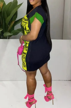 Lady & Letter Print Feminine Mini Dress -Prettytina C23051152 GR 3