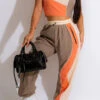 Color Block Patchwork Sporty Pant Suit